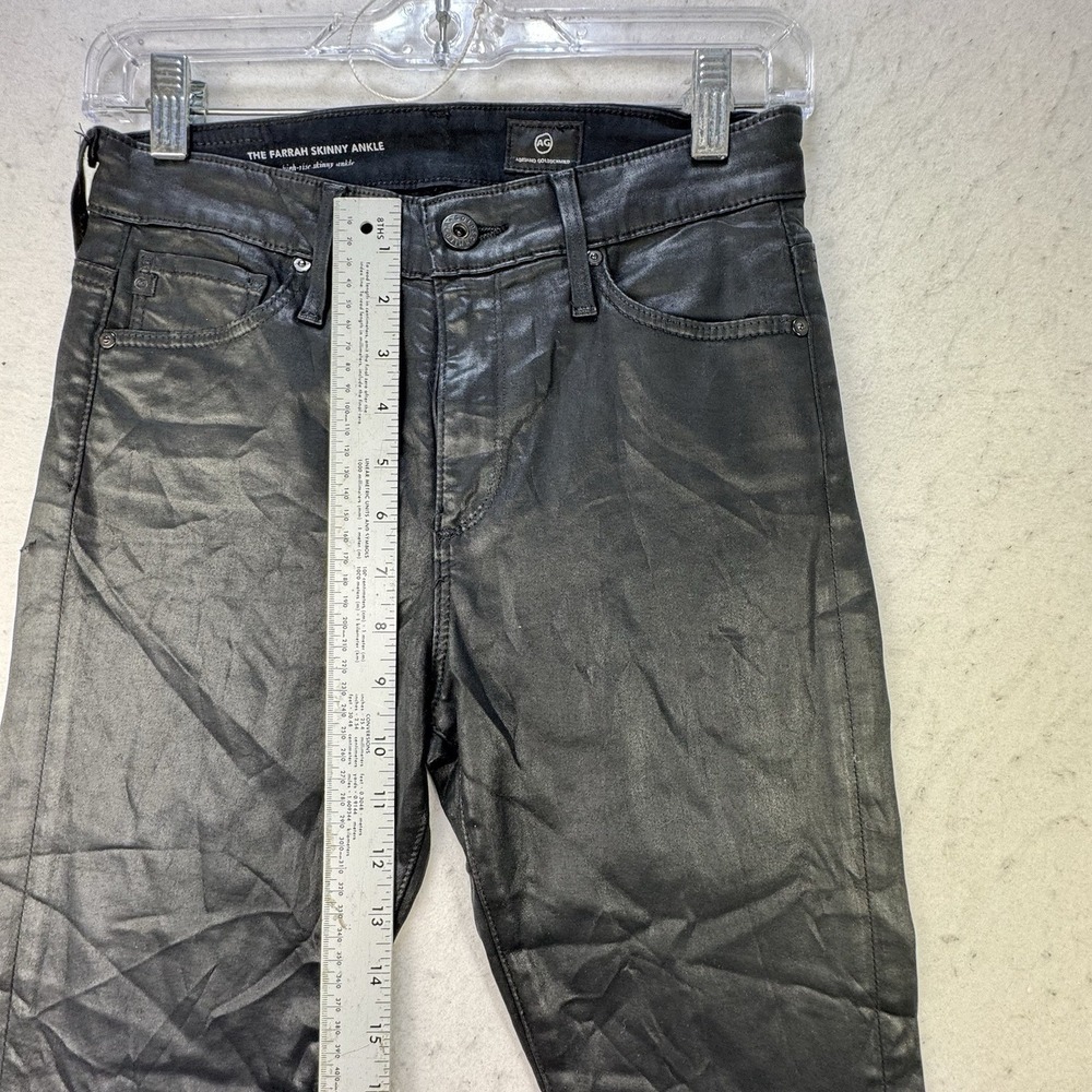 AG Adriano Goldschmied Farrah High Rise Skinny Black Leatherette Jeans 25R - Picture 8 of 13